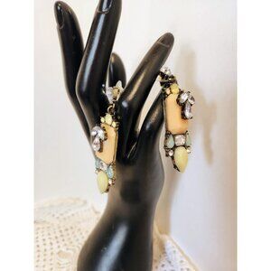 Art Earrings Colourful Beads Rhinestones Dangle Costume Jewelry